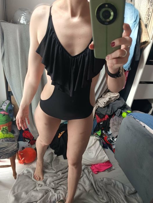 Strój kąpielowy jednoczęściowy czarny  36 S h&m