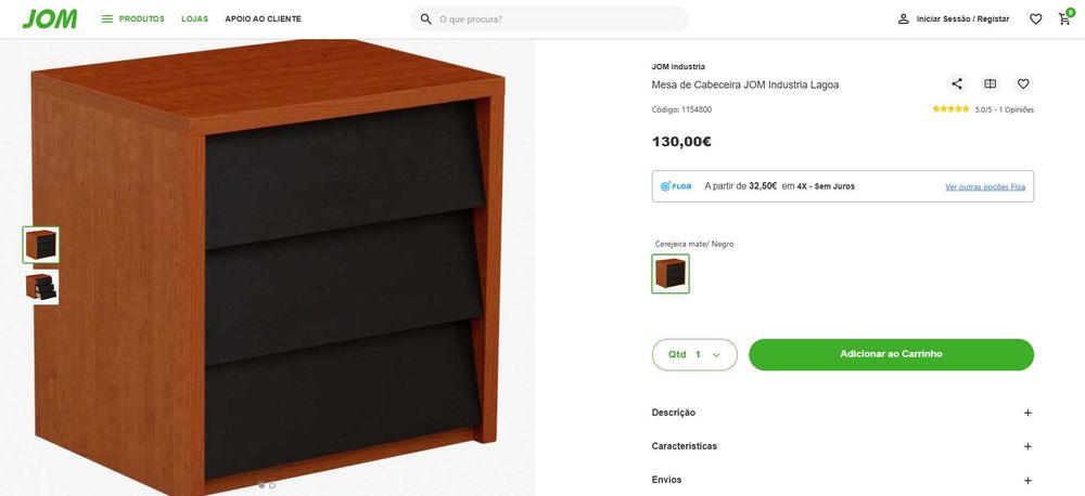 Conjunto Quarto Completo JOM Lagoa - COMO NOVO - Madeira e Preto