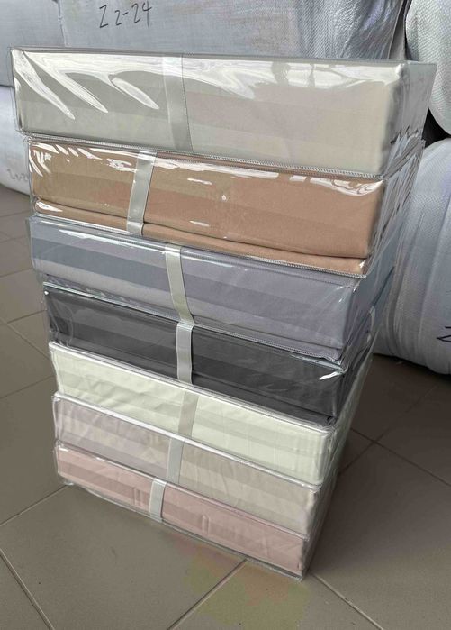 Постільна білизна Сатин Страйп 100% cotton (на ГУМЦІ ) 3 розміри
