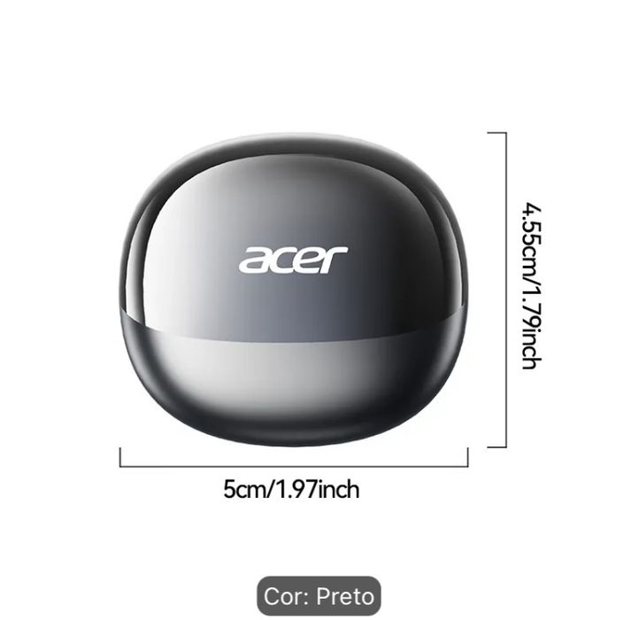 [Acer] Modelo novo 2025 Fone de Ouvido Sem Fio TWS Grave Pesado Estéreo + Cancelamento de Ruído de Fala Ultra Longa Duração Esportes Corrida