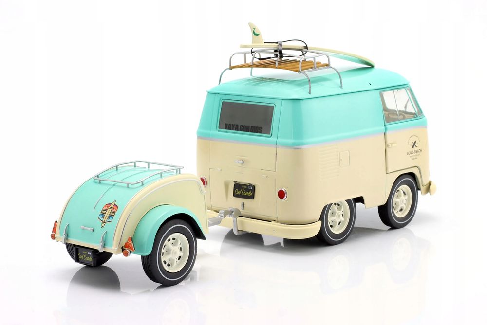 Volkswagen Vw T1 Cool Combi With Trailer 2024 Mint Green White Solido 1:18