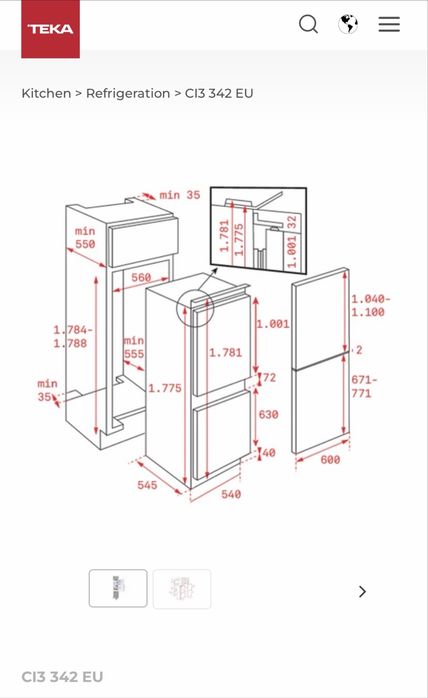 Frigorifico de encastre TEKA CI3 342 EU