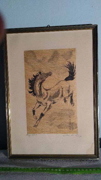 Obraz , Koń , grafika , sygnowana , cena 350 zł.