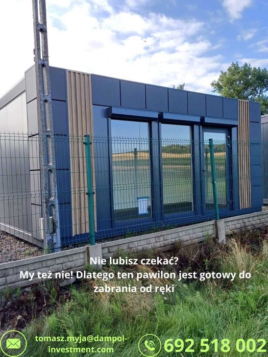Pawilon/ kontener  6x3 m – domek, biuro, gastronomia – gotowy od ręki