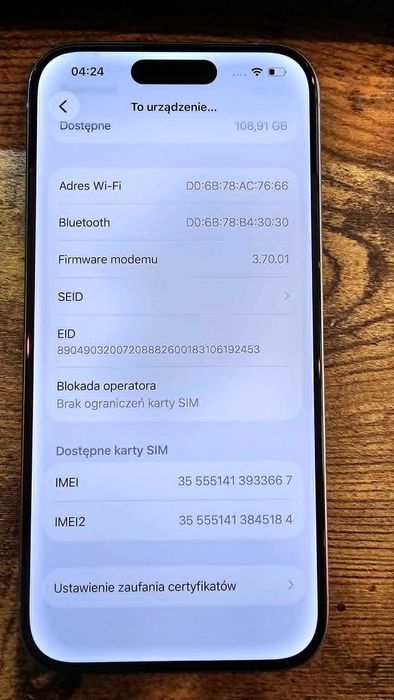 Iphone 15 Pro 128Gb Titanium IGŁA Bat:89% Gwarancja/SklepGSM/Lwsk