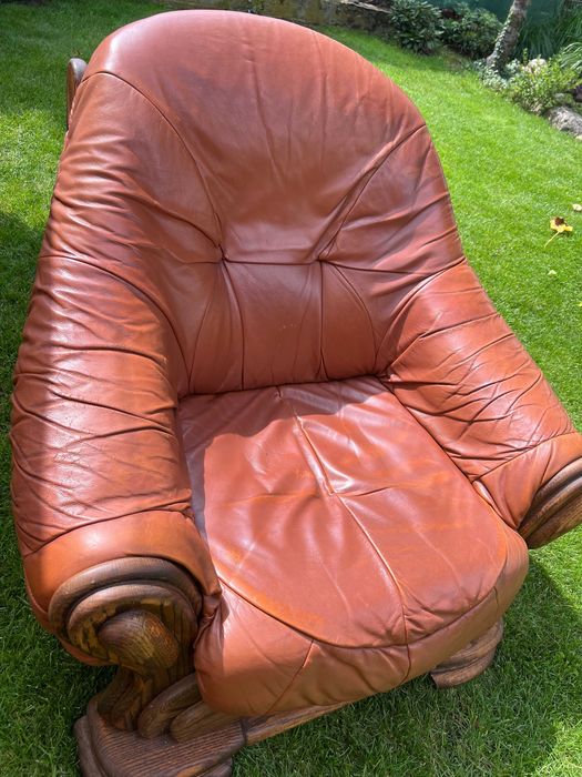 Zestaw wypoczynkowy skórzany 3-2-1