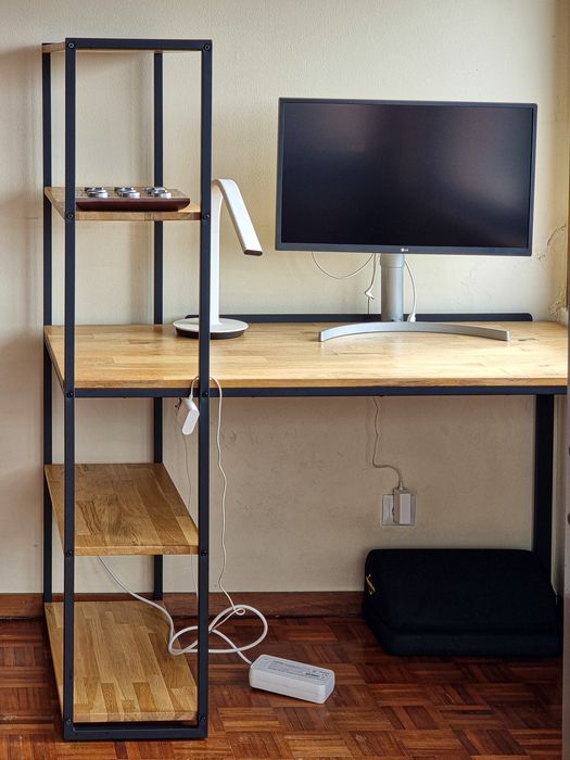 Secretária - estante em carvalho maciço e metal - Hiba - La Redoute