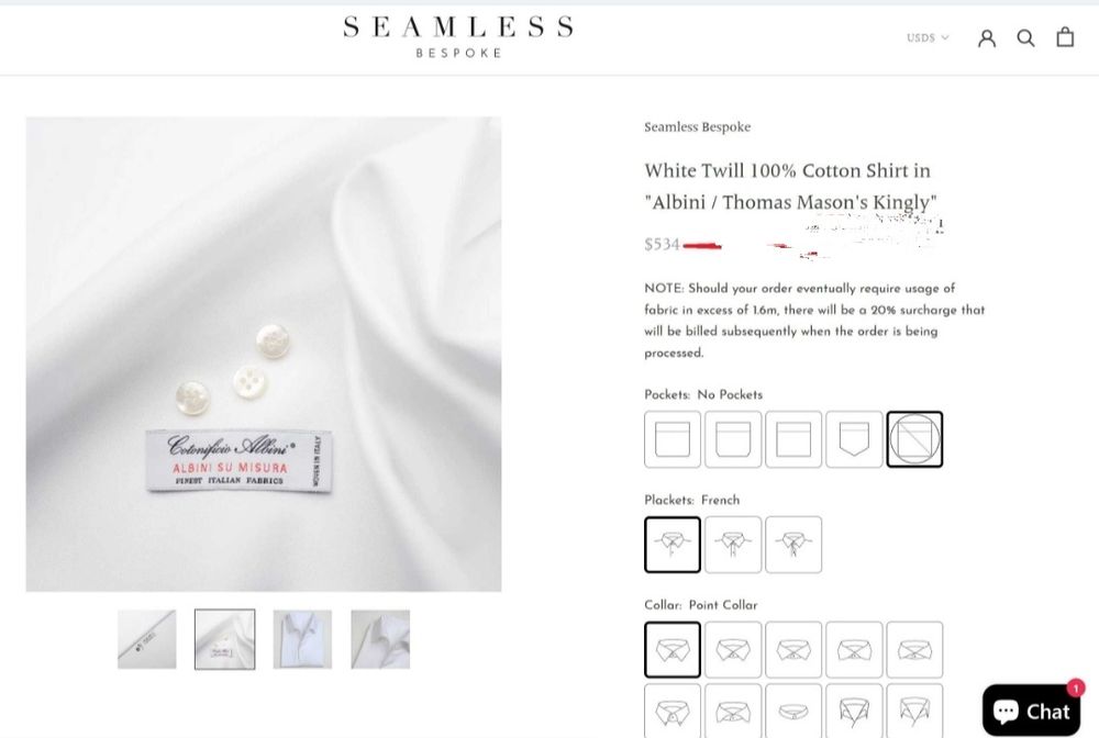 сорочка ручної роботи від бренду Cotonificio Albini xs