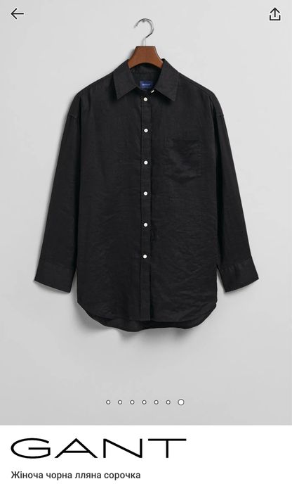 Сорочка льон, gant s, oversize, чорна