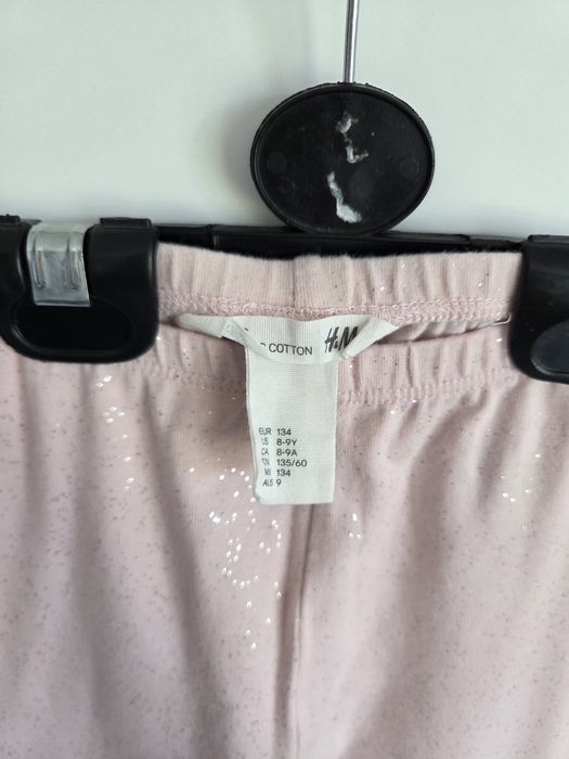 2x legginsy szare brokat H&M r. 134cm 8-9lat
