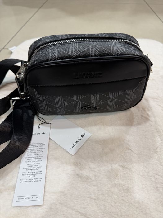 Сумка через плече Lacoste (чорна / сіра)