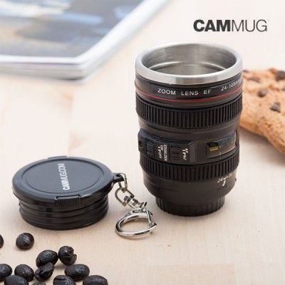 Mini caneca térmica lente porta chaves + caneca objectiva