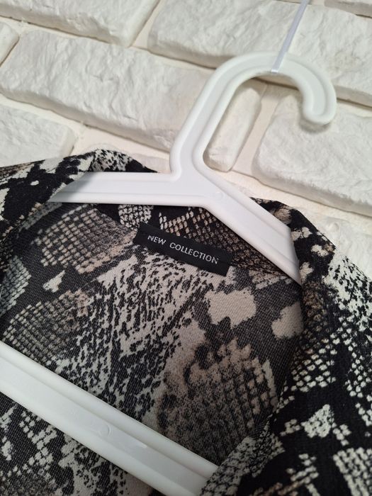 Długa Koszula Snake Print Vintage Szmizjerka Sukienka Koszulowa