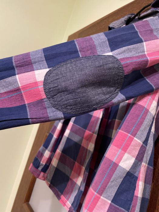 Koszula w fioletowo różową kratę