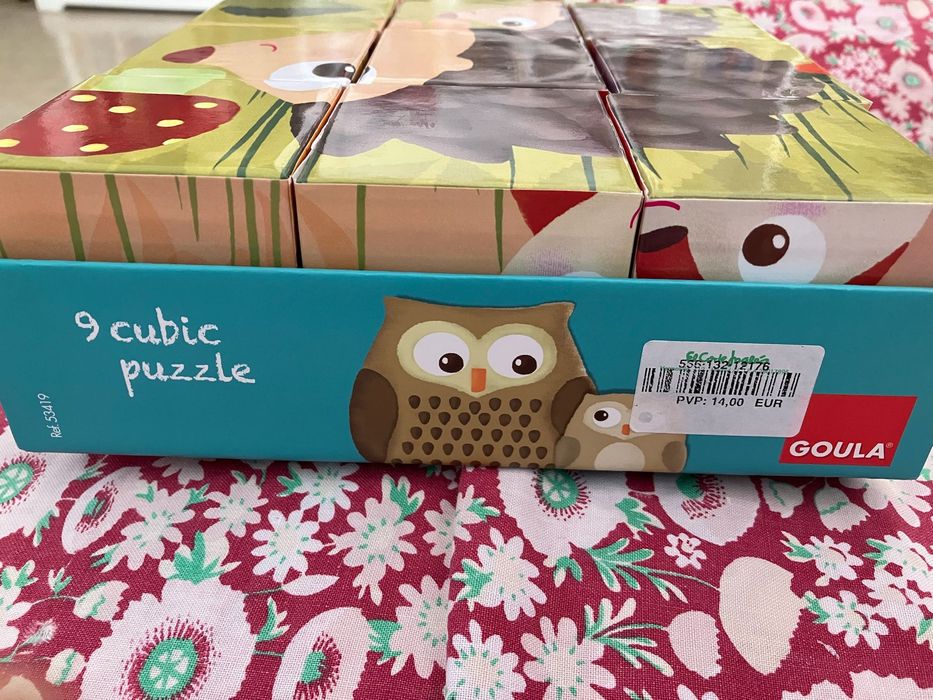 Puzzle infantil de 9 cubos famílias de animais