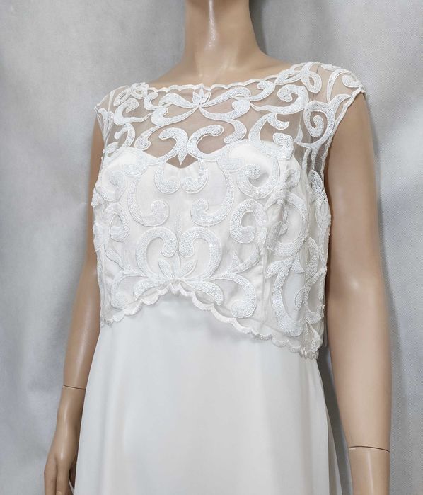 Suknia ślubna A empire z trenem koronkowa JOANNA HOPE 44 2XL SU0172