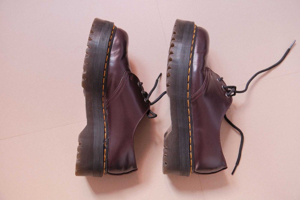 Dr Martens 40 1461 Sapato Plataforma Burgundy Quad Ótimo Estado