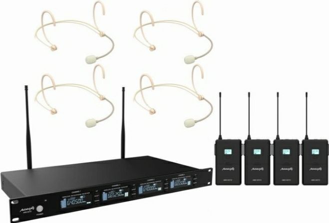 Conjunto de 4 Microfones sem fios com headset profissionais