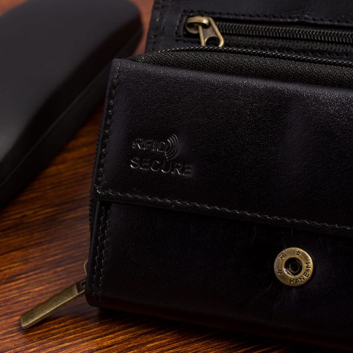 portfel damski skórzany bellugio - czarny