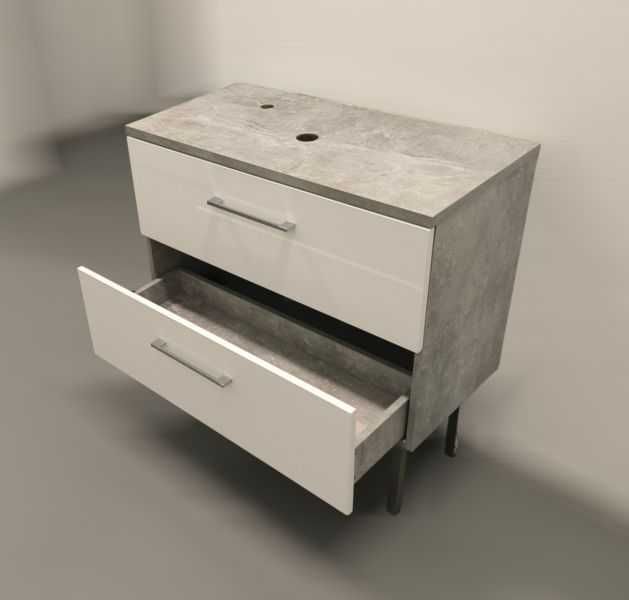 Szafka łazienkowa na nóżkach pod umywalkę beton biały lakier