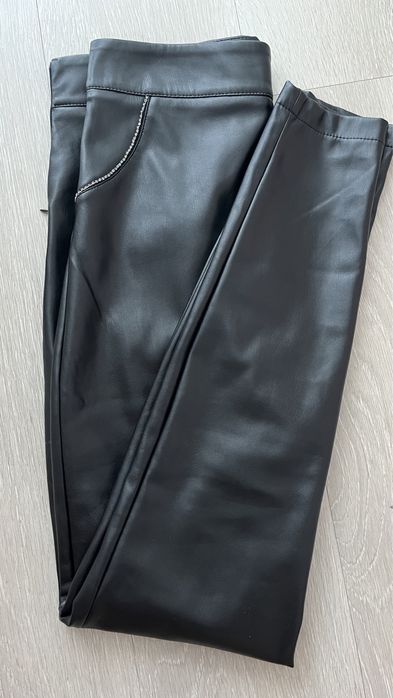 Chaos Legginsy NEGRO CRYSTAL S skórzane skóra