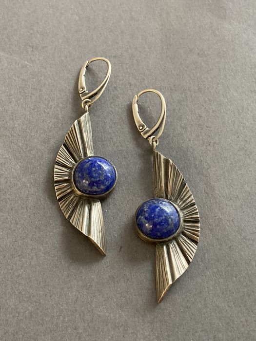 Unikatowe kolczyki srebrne z lapis lazuli