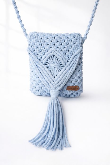 Etui na Telefon/Mała torebeczka z makramy- Handmade w stylu boho