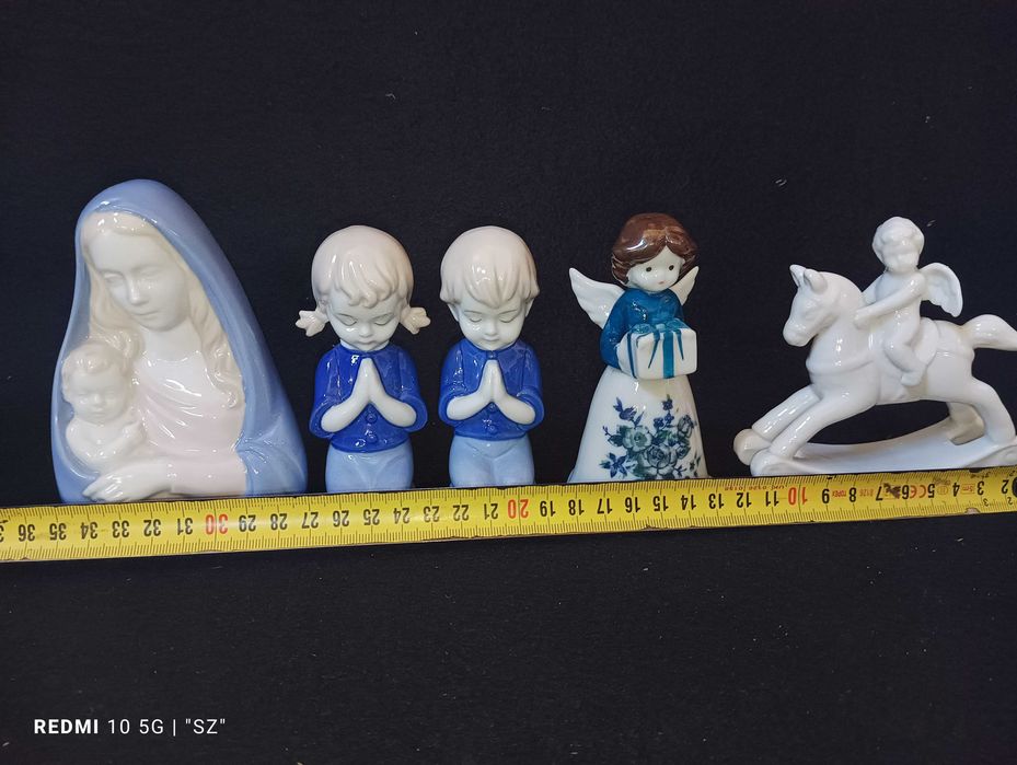 Anioły - Maryja - dzieci - piękne figurki porcelanowe - 5 sztuk - (0,62 kg)