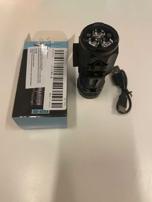 Мощный ручной фонарик Smiling Shark, 3 светодиода, LED аккумуляторный