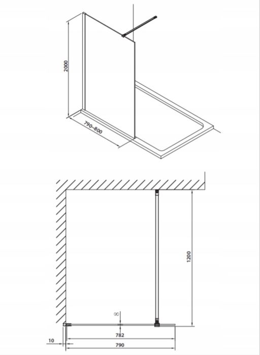 Omnires szyba prysznicowa Marina walk in 80 x 200 cm
