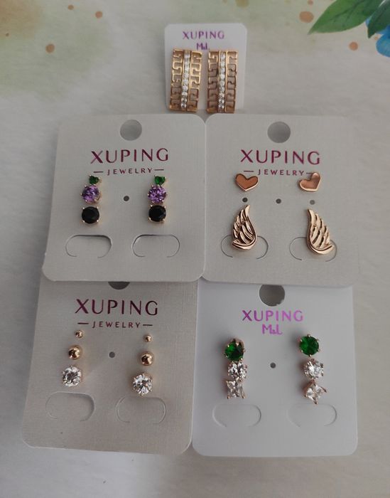 Сережки з мед золота, серьги Xuping, кільця, гвоздики, дитячі, тризуб