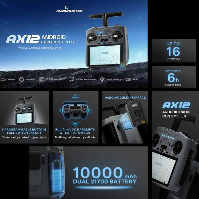 Пульти RadioMaster TX12 MK2, TX15 MAX, AX12, TX16S MK3 MAX. У наявності!
