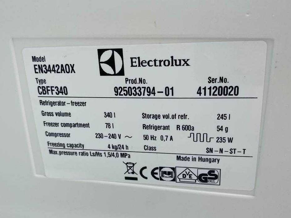Холодильник б/в Electrolux 323л металік з Європи ГАРАНТІЯ #08256