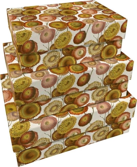 Pudełka ozdobne Pomarańczowe kwiaty 3szt oprawa: folia