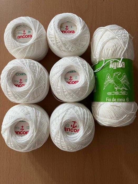 Linha branca para crochet