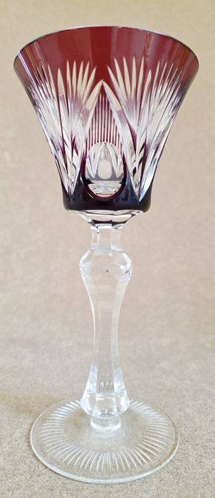 Piękny, duży, przedwojenny, kryształowy kieliszek do wina