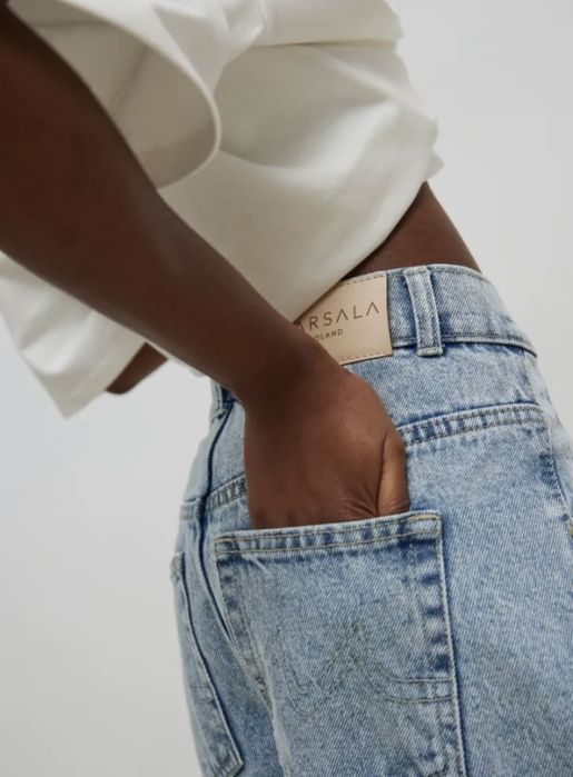 Jeansy Marsala Butik M 38 Light Denim Ballon Jasne luźne jeansy
