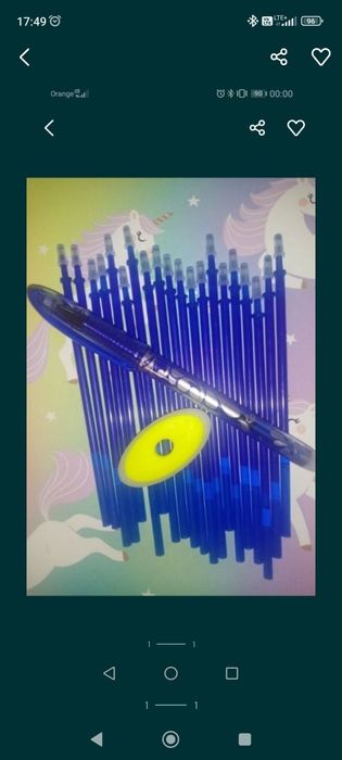 Długopis ścieralny+ 40 wkładów + gumka