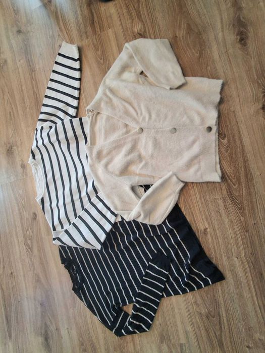 Mix paka zestaw ubrań Zara H&M 34 XS petite pants blue jeans 90's styl