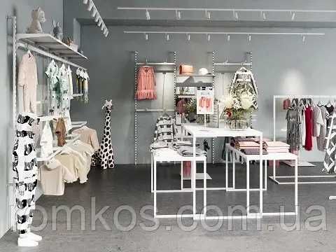 Настінне/пристінне торгове обладнання з металу  для магазинів одягу.