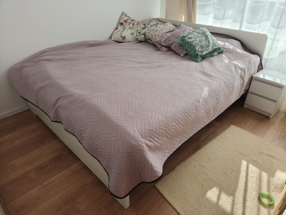Zestaw IKEA: Łóżko 160x200 ASKVOLL + Materac + 2x Komoda MALM