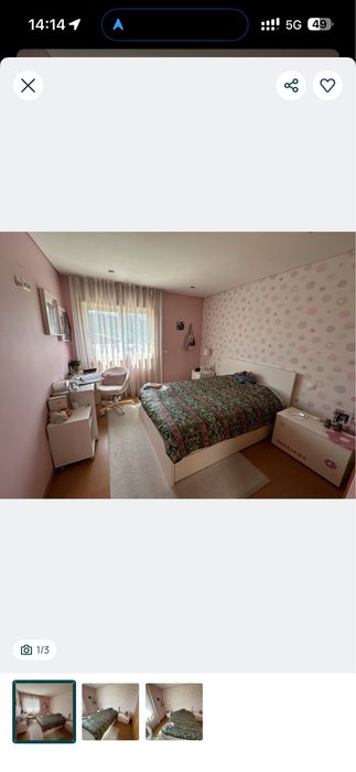 Cama de quarto branca, com 4 gavetões - bonita e com colchão