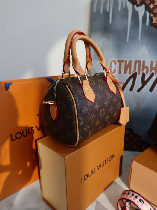 Сумка жіноча спиди Louis Vuitton Speedy 20 луі вітон коричнева шкіряна