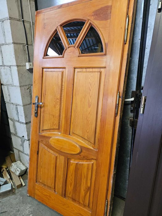 DRZWI Zewnętrzne Drewniane Sosnowe Wejściowe 102x210cm