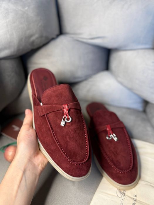 Мюлі бордовые лоферы без пятки лоро пиана lp loro piana