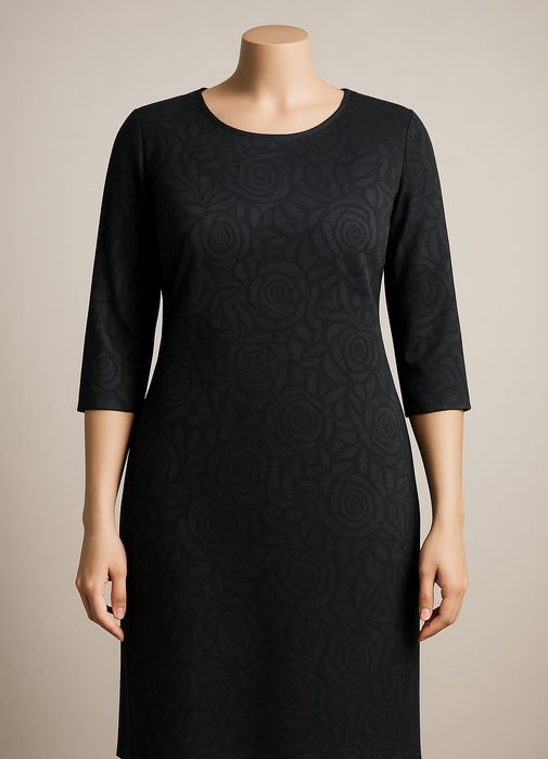 Sukienka klasyczna wizytowa elegancka mała czarna rękaw 7/8 wzory