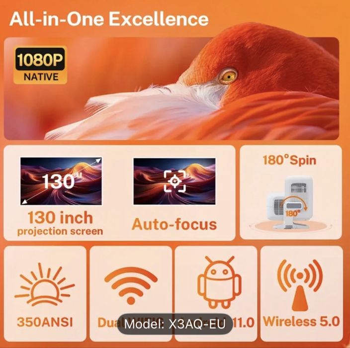 Проектор WEMI X3AQ-EU 4 k/1080 p,wifi нові заводські плівки і пломби