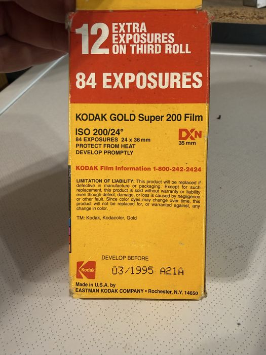 Klisze do aparatu Kodak USA stare lata 90 te, Nieużywane