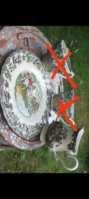 Angielska porcelana talerzyk i dzbanuszek mlecznik