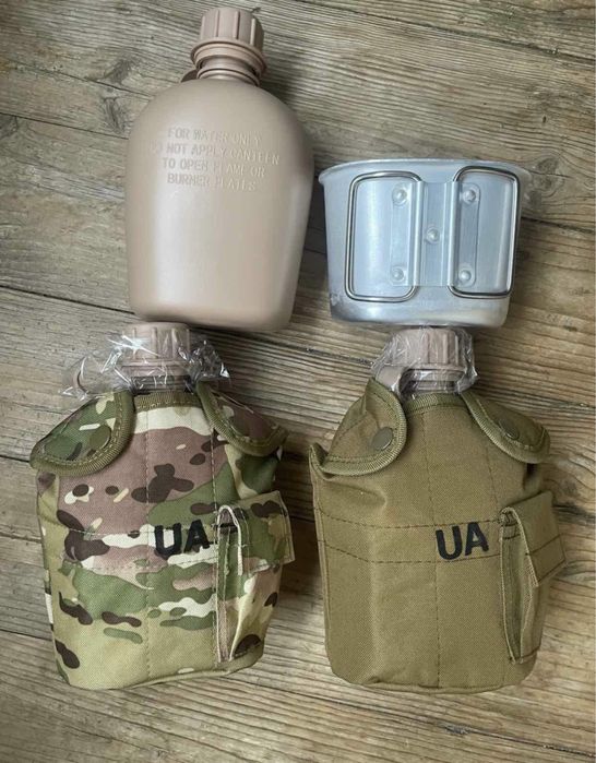 Армейская фляга для воды 1л фляга с котелком в чехле военная фляга